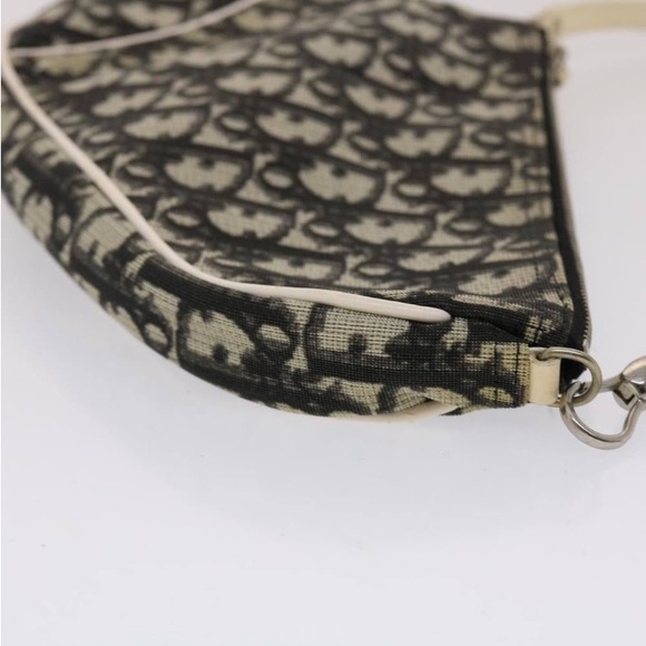 CHRISTIAN DIOR TROTTER Canvas Saddle Pouch Black/ White PREOWNED - Picture 3 of 16